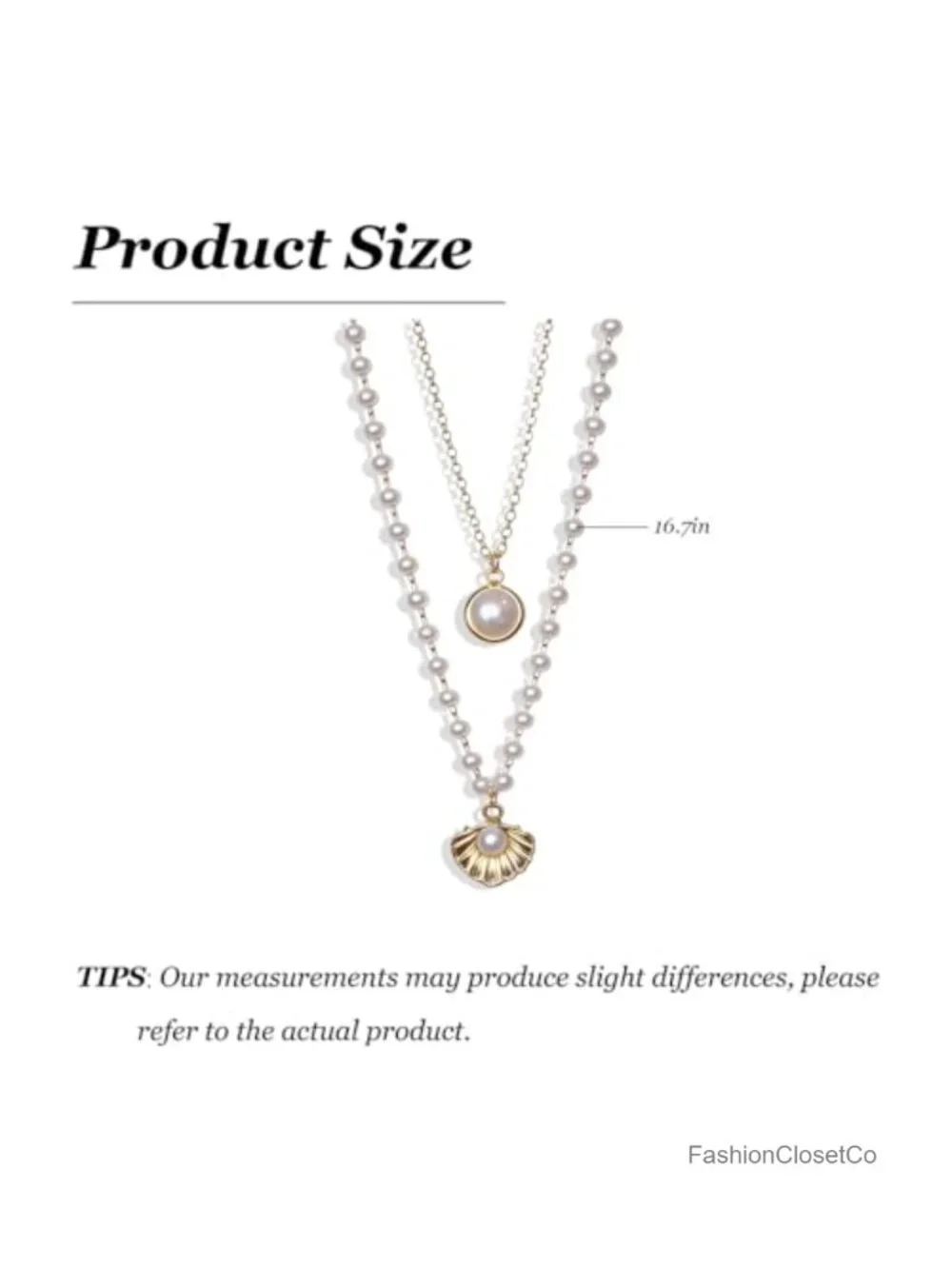 Layered Pearl Shell Necklace Women Boho Coastal Dainty Gold-tone Charm Jewelry